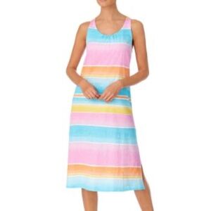Lauren Ralph Lauren Cotton Twist Back Ballet Nightgown Pastel Stripe size M